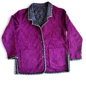 Vintage Purple Quilted Reversible Jacket, Size Large, Boho, Indie, 90s